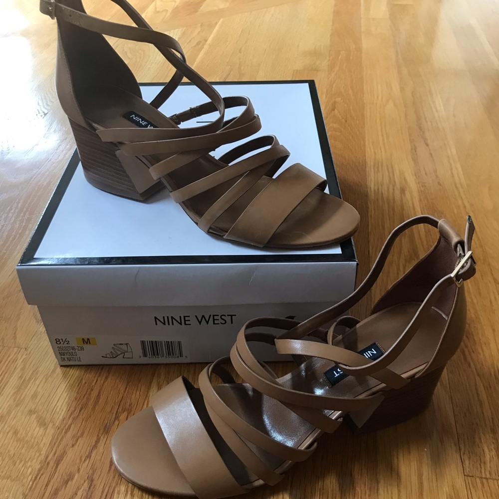 Nine West Ankle Strap, Block Heel Sandals 8.5